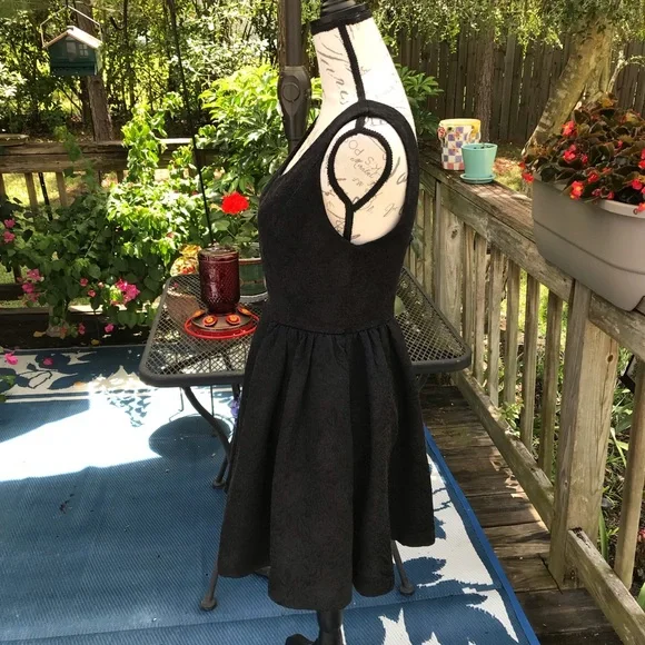 Princess Vera Wang Sleeveless Black Dress Fit & Flare Mesh Zip Back Size 9 - Picture 3 of 8